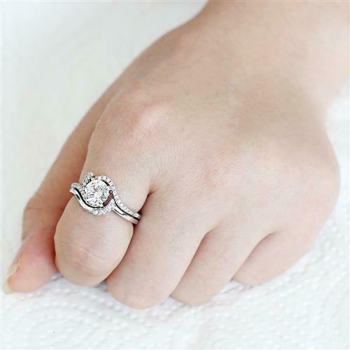 Jewellery Kingdom Simulated Diamond Band Wedding Elegant Pretty Swirl Ring Set Secondary image
