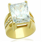 Jewellery Kingdom 16ct Cocktail Cubic Zirconia Clear Statement Ladies Sparkling Emerald Ring (Gold) - Jewelry Rings - British D'sire
