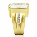 Jewellery Kingdom 16ct Cocktail Cubic Zirconia Clear Statement Ladies Sparkling Emerald Ring (Gold) - Jewelry Rings - British D'sire