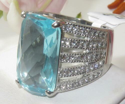 Jewellery Kingdom 18CT Emerald Cut Stainless Steel Cocktail Ladies Aquamarine Ring (Blue) Secondary image