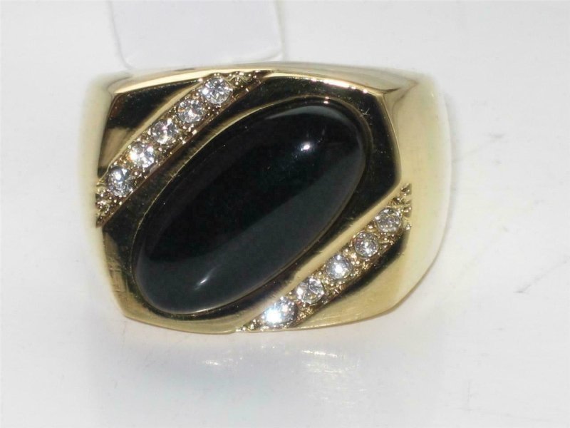 Jewellery Kingdom 18Kt Black Signet Pinky Mans Square Steel Mens Gold Onyx Ring - Jewelry Rings - British D'sire Main image