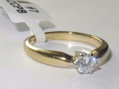 Jewellery Kingdom 18KT Engagement Cubic Zirconia Realistic Steel Ladies Solitaire Ring (Gold) - Jewelry Rings - British D'sire