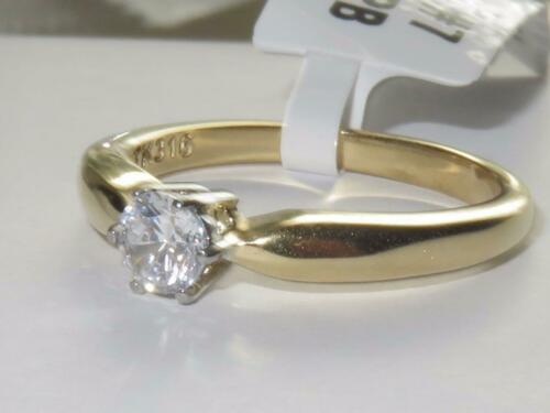 Jewellery Kingdom 18KT Engagement Cubic Zirconia Realistic Steel Ladies Solitaire Ring (Gold) - Jewelry Rings - British D'sire