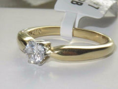 Jewellery Kingdom 18KT Engagement Cubic Zirconia Realistic Steel Ladies Solitaire Ring (Gold) - Jewelry Rings - British D'sire