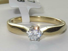 Jewellery Kingdom 18KT Engagement Cubic Zirconia Realistic Steel Ladies Solitaire Ring (Gold) - Jewelry Rings - British D'sire