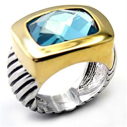 Jewellery Kingdom 18KT London Blue Topaz Semi Precious Silver Ladies Ring (Blue & Gold) - Jewelry Rings - British D'sire Main image