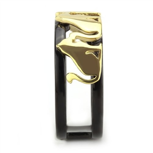 Jewellery Kingdom 18KT Nad Steel Ladies Cat Ring Gold (Black) - Jewelry Rings - British D'sire