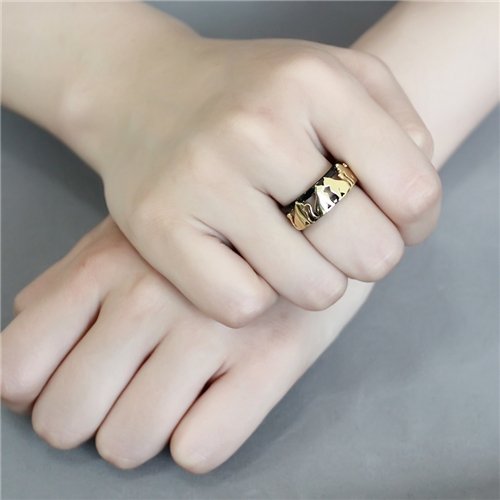 Jewellery Kingdom 18KT Nad Steel Ladies Cat Ring Gold (Black) - Jewelry Rings - British D'sire