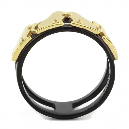 Jewellery Kingdom Steel Ladies Cat Ring Gold (Black) Secondary image
