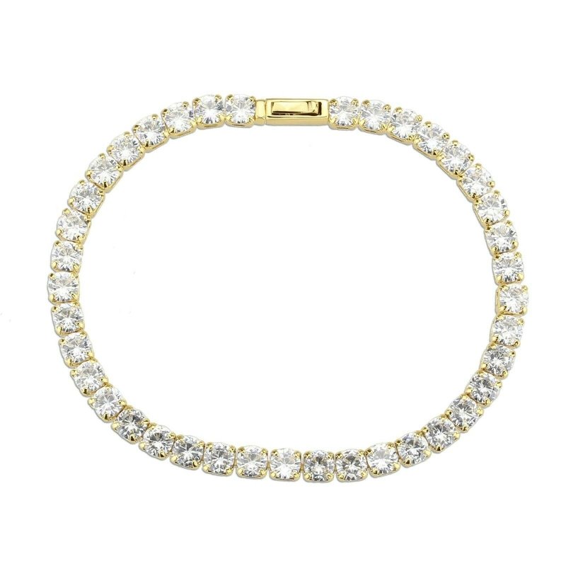Jewellery Kingdom 18Kt Yellow Gold Electroplated Cubic Zirconia Ladies Tennis Bracelet - Bracelets & Bangles - British D'sire