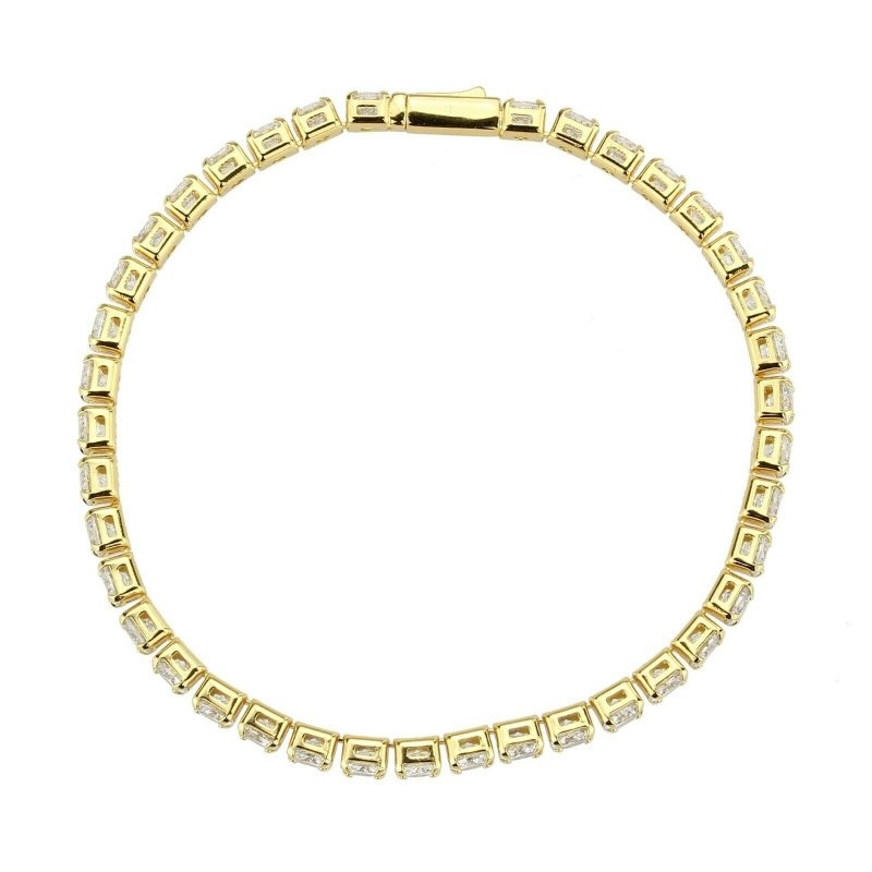 Jewellery Kingdom 18Kt Yellow Gold Electroplated Cubic Zirconia Ladies Tennis Bracelet - Bracelets & Bangles - British D'sire