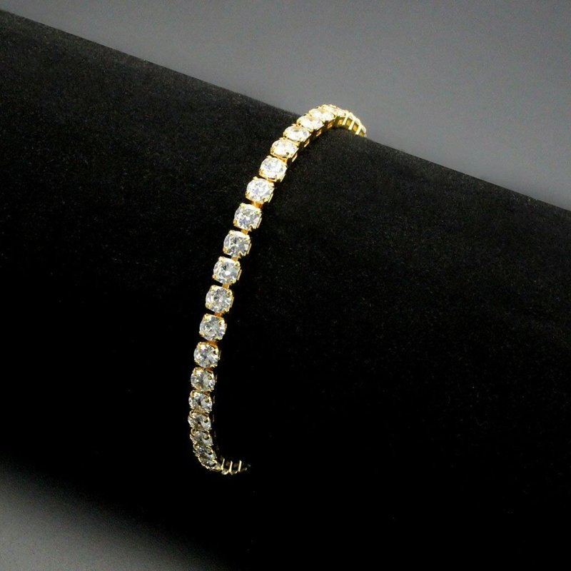 Jewellery Kingdom 18Kt Yellow Gold Electroplated Cubic Zirconia Ladies Tennis Bracelet - Bracelets & Bangles - British D'sire