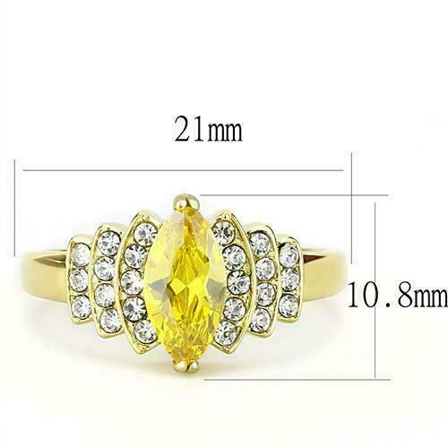 Jewellery Kingdom 1CT Cubic Zirconia Yellow Steel Dress Pretty 18KT Ladies Citrine Marquise Ring (Gold) - Jewelry Rings - British D'sire
