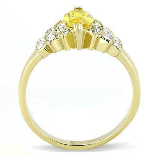 Jewellery Kingdom 1CT Cubic Zirconia Yellow Steel Dress Pretty 18KT Ladies Citrine Marquise Ring (Gold) - Jewelry Rings - British D'sire