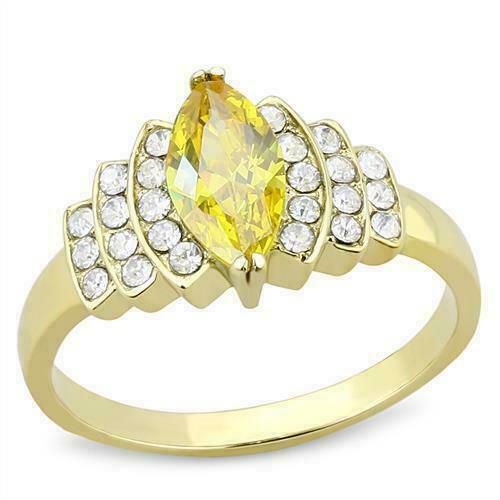 Jewellery Kingdom 1CT Cubic Zirconia Yellow Steel Dress Pretty 18KT Ladies Citrine Marquise Ring (Gold) - Jewelry Rings - British D'sire
