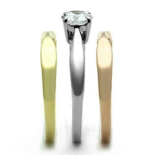 Jewellery Kingdom 1CT CZ Stainless Steel Yellow Gold Ladies Engagement Ring Set Secondary image