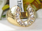 Jewellery Kingdom 1CT Lucky Horse Shoe Simulated Diamond Classy Gold Steel Mens Ring - Jewelry Rings - British D'sire