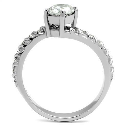 Jewellery Kingdom 1CT Solitaire Accents Cubic Zirconia Stainless Steel Engagement Ladies Ring Secondary image