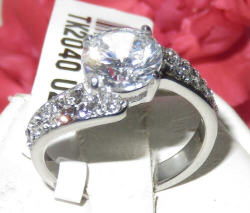 Jewellery Kingdom 2 Carat Ladies Cubic Zirconia Pave 8mm Stainless Steel Engagement Twist Ring - Jewelry Rings - British D'sire