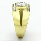 Jewellery Kingdom 2.50CT Solitaire Accents Signet Steel Bling Mens Gold Ring - Jewelry Rings - British D'sire