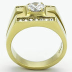 Jewellery Kingdom 2.50CT Solitaire Accents Signet Steel Bling Mens Gold Ring - Jewelry Rings - British D'sire