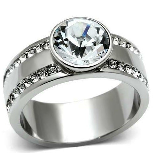 Jewellery Kingdom 2CT Ladies Band Bezel Cubic Zirconia Ring (Silver) - Jewelry Rings - British D'sire Main image