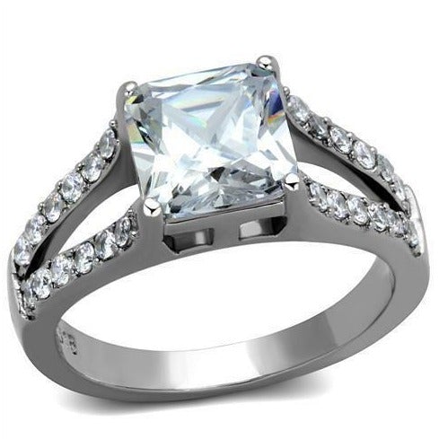 Jewellery Kingdom 2CT Ladies Princess Square Cut Cubic Zirconia Ring (Clear) - Jewelry Rings - British D'sire Main image