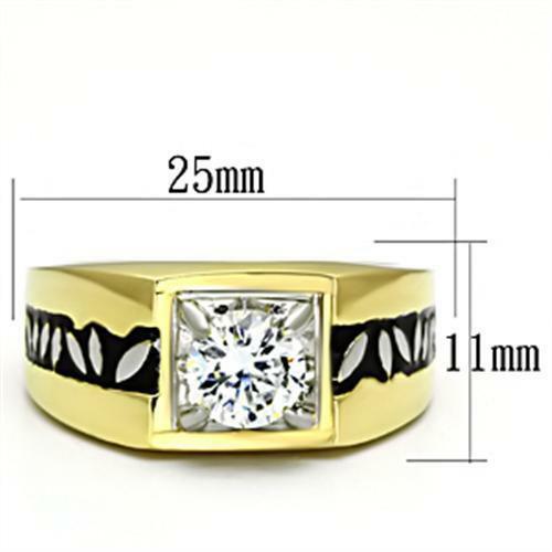Jewellery Kingdom 2 Carat Pinky Signet Steel Blackened Mens Solitaire Ring (Gold) Secondary image