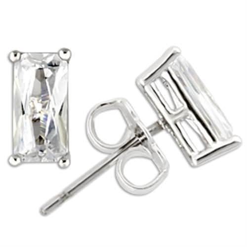 Jewellery Kingdom 2ct Stud Sterling Silver 8mm Cz Emerald Cut Butterfly Clear Ladies Earrings - Earrings - British D'sire Main image