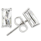 Jewellery Kingdom 2ct Stud Sterling Silver 8mm Cz Emerald Cut Butterfly Clear Ladies Earrings - Earrings - British D'sire