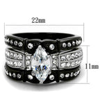 Jewellery Kingdom 3 Pieces Stacking Cubic Zirconia Steel Wedding Engagement Ring Set (Black) - Jewelry Rings - British D'sire