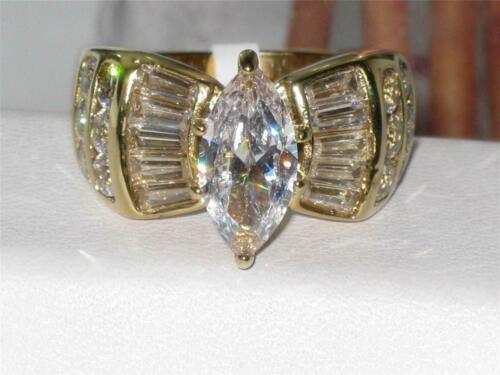 Jewellery Kingdom 3 Carat Baguettes Ladies Steel Sparkling Marquise Ring (Gold) Secondary image