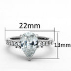 Jewellery Kingdom 3CT Cubic Zirconia Engagement Stainless Steel Ladies Pear Ring (Clear) - Jewelry Rings - British D'sire
