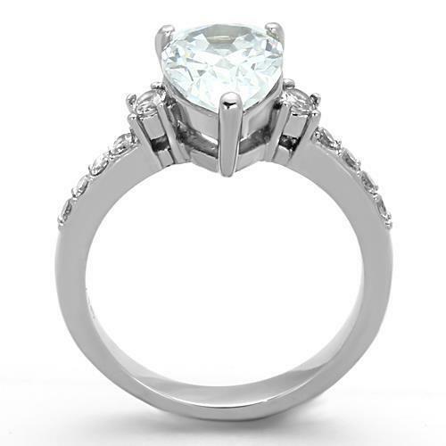 Jewellery Kingdom 3CT Cubic Zirconia Engagement Stainless Steel Ladies Pear Ring (Clear) - Jewelry Rings - British D'sire