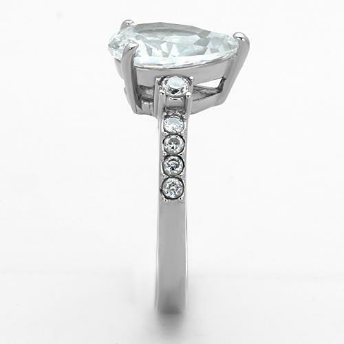 Jewellery Kingdom 3CT Cubic Zirconia Engagement Stainless Steel Ladies Pear Ring (Clear) - Jewelry Rings - British D'sire
