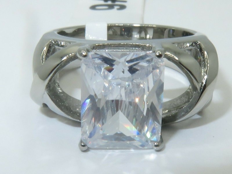 Jewellery Kingdom 3CT Cubic Zirconia Stainless Steel Solitaire Emerald Cut Ladies Ring - Jewelry Rings - British D'sire Main image