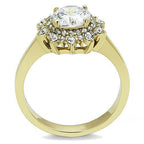 Jewellery Kingdom 3CT Cubic Zirconia Steel Bezel Solitaire Accents Gold Cluster Ladies Ring - Jewelry Rings - British D'sire