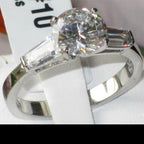 Jewellery Kingdom 3CT Ladies Baguettes Solitaire Cubic Zirconia Engagement Ring - Jewelry Rings - British D'sire