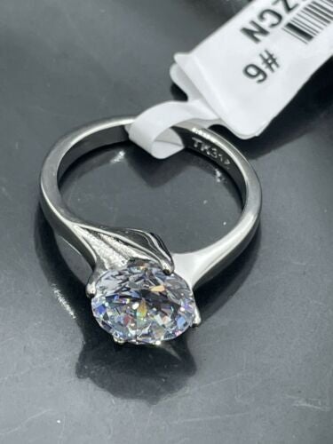Jewellery Kingdom 3CT Simulated Diamonds Stainless Steel Ladies Engagement Solitaire Ring (Silver) - Jewelry Rings - British D'sire