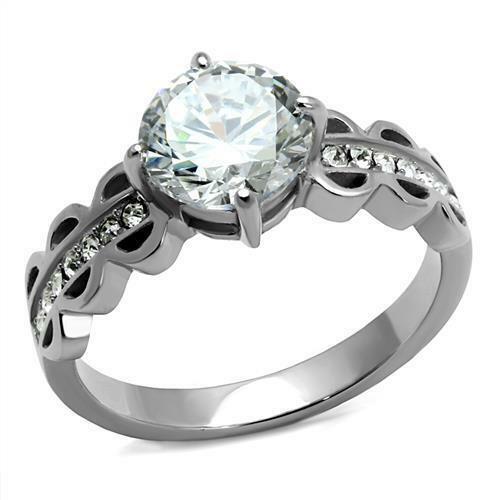 Jewellery Kingdom 3ct Solitaire In Stainless Steel With Cubic Zirconia Ladies Ring - Jewelry Rings - British D'sire