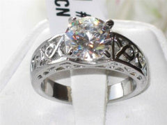 Jewellery Kingdom 3ct Solitaire Ring Ladies Stainless Steel Cz Cubic Zirconia Weave Silver - Jewelry Rings - British D'sire