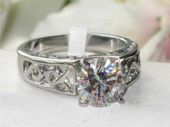 Jewellery Kingdom 3ct Solitaire Ring Ladies Stainless Steel Cz Cubic Zirconia Weave Silver - Jewelry Rings - British D'sire