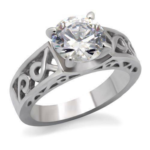 Jewellery Kingdom 3ct Solitaire Ring Ladies Stainless Steel Cz Cubic Zirconia Weave Silver - Jewelry Rings - British D'sire