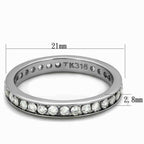 Jewellery Kingdom 3mm Band Ladies Stacking Cubic Zirconia Full Eternity Steel Ring (Silver) - Jewelry Rings - British D'sire