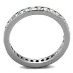 Jewellery Kingdom 3mm Band Ladies Stacking Cubic Zirconia Full Eternity Steel Ring (Silver) - Jewelry Rings - British D'sire