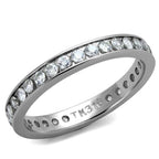 Jewellery Kingdom 3mm Band Ladies Stacking Cubic Zirconia Full Eternity Steel Ring (Silver) - Jewelry Rings - British D'sire