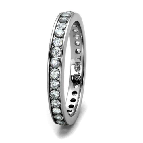 Jewellery Kingdom 3mm Band Ladies Stacking Cubic Zirconia Full Eternity Steel Ring (Silver) Secondary image