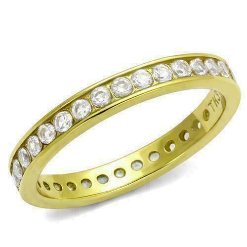 Jewellery Kingdom 3mm Band Stacking Full Eternity Ring (Gold) - Jewelry Rings - British D'sire