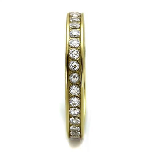 Jewellery Kingdom 3mm Cubic Zirconia Stacking 18kt Steel Wedding Gold Full Eternity Ring - Jewelry Rings - British D'sire
