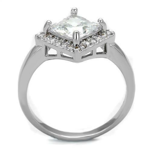 Jewellery Kingdom 4 CT Silver Cubic Zirconia Square Dress Ladies Princess Ring - Jewelry Rings - British D'sire